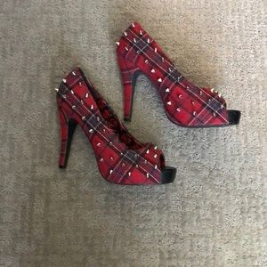 Sexy red plaid spiked heels!